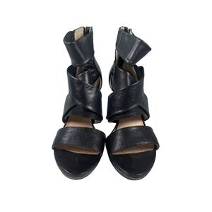 Michael Kors Black Leather Strappy Wrapped Sandal Stiletto Heel 9.5M Party Shoes